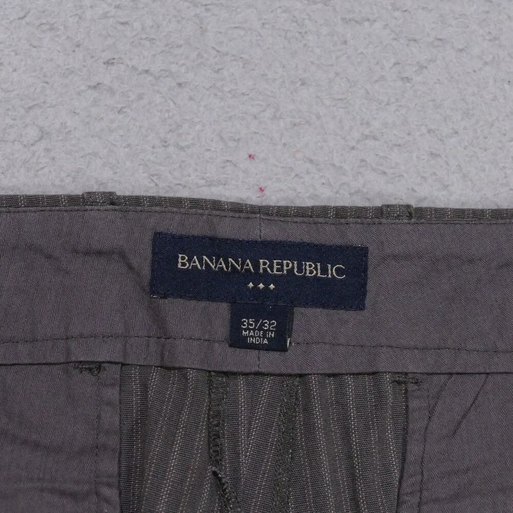 Y2K Banana Republic Pants 35x32 Mens Flat Front Straight Wide Leg Brown Cotton